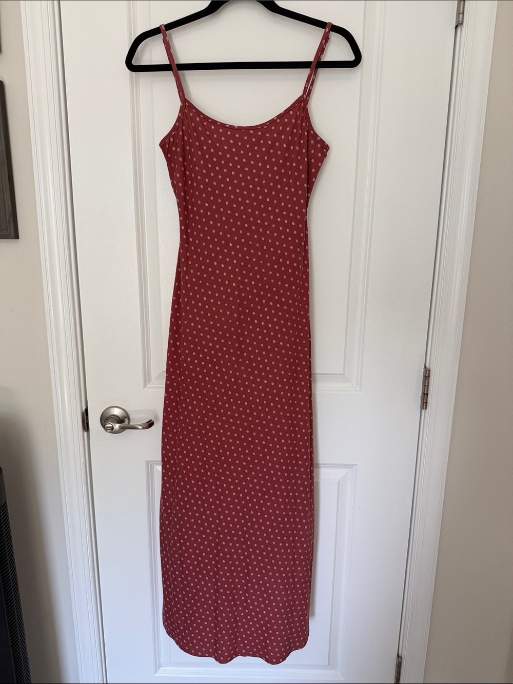 Red Floral Dot Spaghetti Strap Maxi Dress